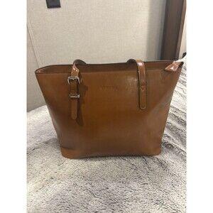 Westbronco Brown Solid Zip Tote Bag Double Handles Inner Pockets Lined